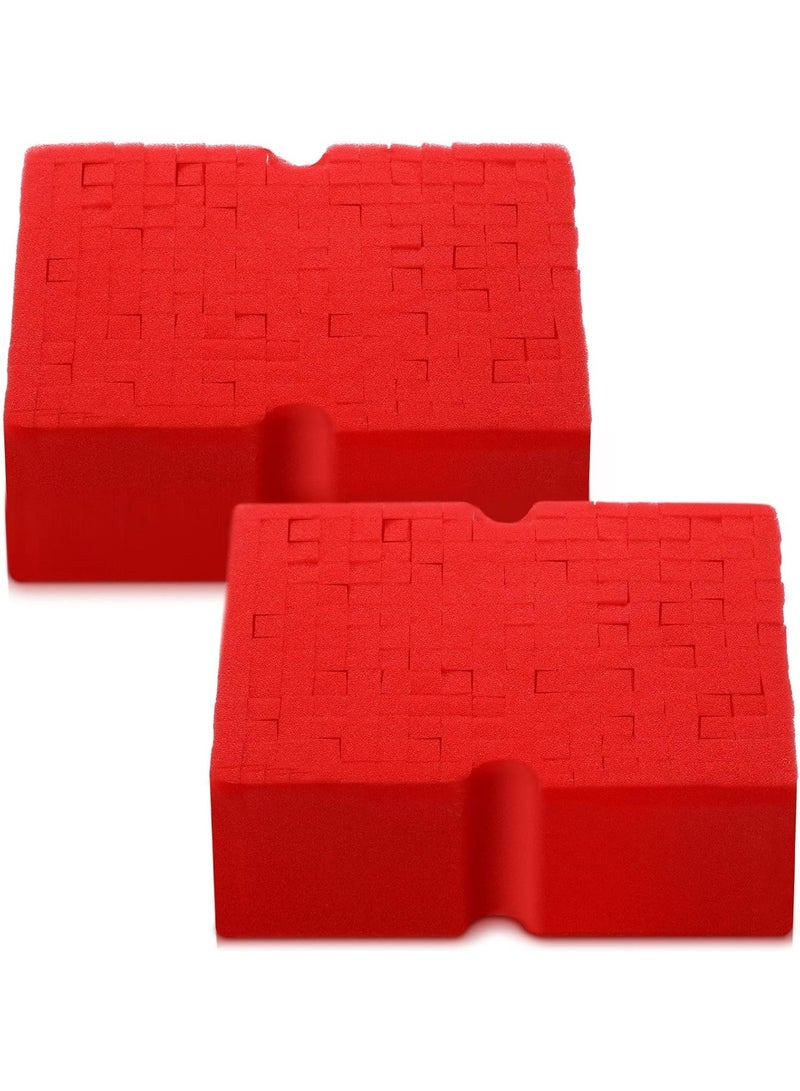 2 قطع كبيرة اسفنجة حمراء كبيرة صليب قطع دائمة ناعمة شبكة اسفنجة بلا شطف امتصاص سهل قبضة غير خدش غسيل السيارات اسفنجة للسيارات متعددة الاستخدام تنظيف غسيل الأسطح - Image 1